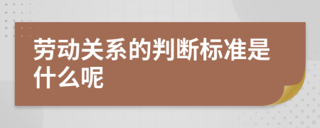 勞動關(guān)系的判斷標準是什么呢