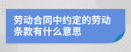 勞動(dòng)合同中約定的勞動(dòng)條款有什么意思