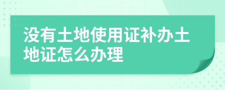 沒有土地使用證補(bǔ)辦土地證怎么辦理