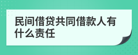 民間借貸共同借款人有什么責(zé)任