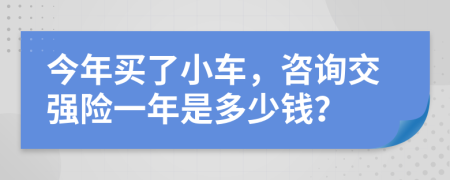 今年買了小車，咨詢交強(qiáng)險(xiǎn)一年是多少錢？