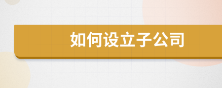 如何設(shè)立子公司
