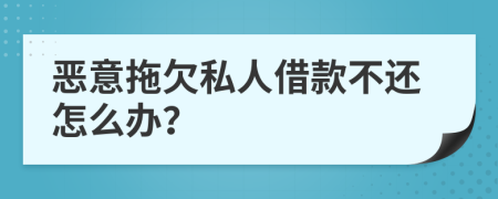 惡意拖欠私人借款不還怎么辦？