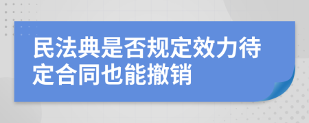 民法典是否規(guī)定效力待定合同也能撤銷