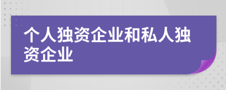 個人獨資企業(yè)和私人獨資企業(yè)