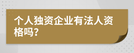 個(gè)人獨(dú)資企業(yè)有法人資格嗎？