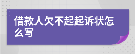 借款人欠不起起訴狀怎么寫
