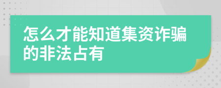 怎么才能知道集資詐騙的非法占有