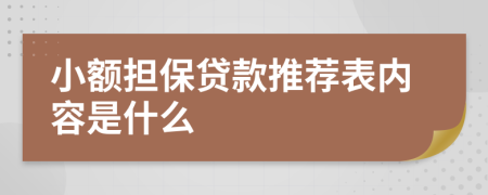 小額擔(dān)保貸款推薦表內(nèi)容是什么