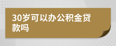 30歲可以辦公積金貸款嗎