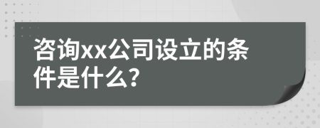 咨詢xx公司設立的條件是什么？