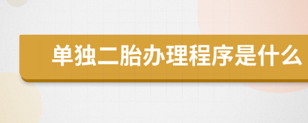 單獨(dú)二胎辦理程序是什么