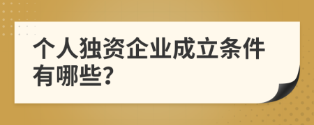 個(gè)人獨(dú)資企業(yè)成立條件有哪些？
