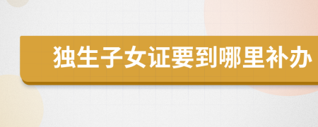 獨(dú)生子女證要到哪里補(bǔ)辦