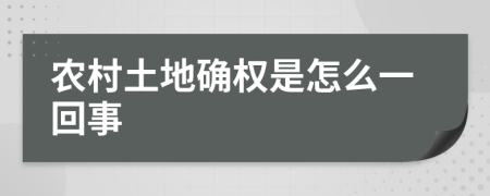 農(nóng)村土地確權(quán)是怎么一回事