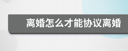 離婚怎么才能協議離婚