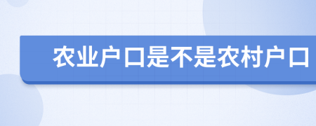 農(nóng)業(yè)戶口是不是農(nóng)村戶口