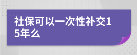 社保可以一次性補交15年么