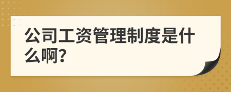公司工資管理制度是什么??？