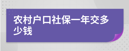 農(nóng)村戶口社保一年交多少錢