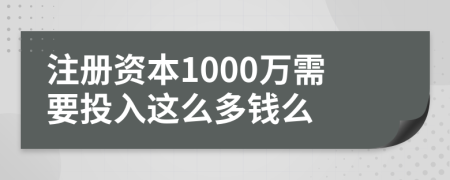 注冊資本1000萬需要投入這么多錢么