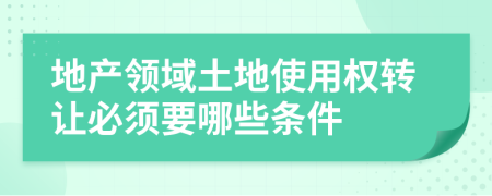 地產(chǎn)領(lǐng)域土地使用權(quán)轉(zhuǎn)讓必須要哪些條件