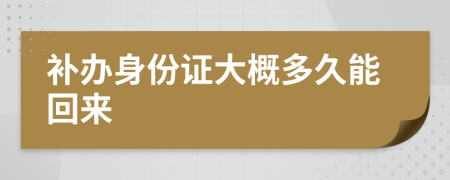 補辦身份證大概多久能回來