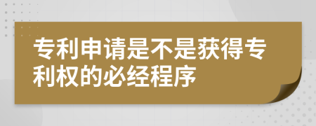 專利申請是不是獲得專利權(quán)的必經(jīng)程序