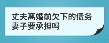 丈夫離婚前欠下的債務妻子要承擔嗎