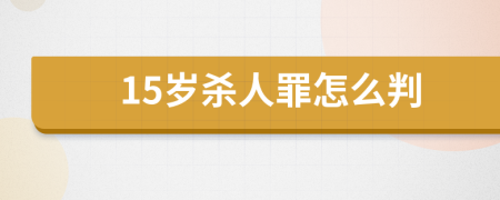 15歲殺人罪怎么判
