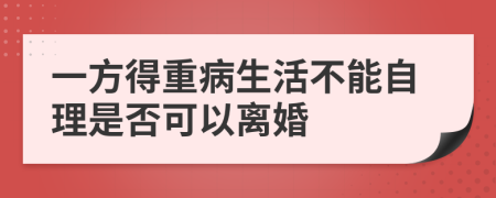一方得重病生活不能自理是否可以離婚