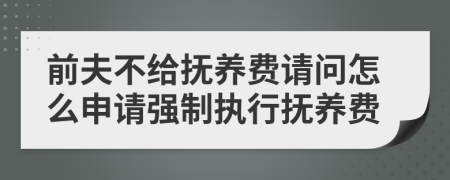 前夫不給撫養(yǎng)費(fèi)請問怎么申請強(qiáng)制執(zhí)行撫養(yǎng)費(fèi)