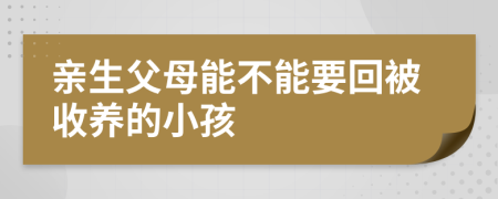 親生父母能不能要回被收養(yǎng)的小孩