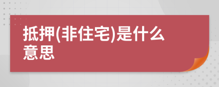 抵押(非住宅)是什么意思