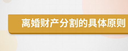 離婚財(cái)產(chǎn)分割的具體原則