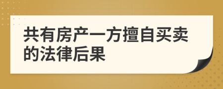 共有房產(chǎn)一方擅自買賣的法律后果