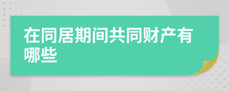 在同居期間共同財(cái)產(chǎn)有哪些