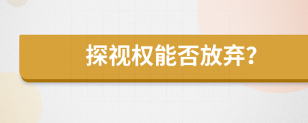 探視權(quán)能否放棄？