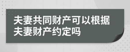 夫妻共同財產可以根據夫妻財產約定嗎