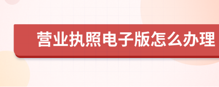 營業(yè)執(zhí)照電子版怎么辦理