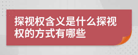 探視權(quán)含義是什么探視權(quán)的方式有哪些