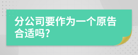 分公司要作為一個(gè)原告合適嗎?