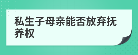 私生子母親能否放棄撫養(yǎng)權(quán)