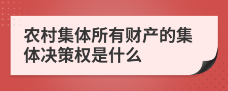 農(nóng)村集體所有財產(chǎn)的集體決策權(quán)是什么