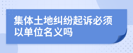 集體土地糾紛起訴必須以單位名義嗎
