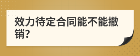 效力待定合同能不能撤銷？