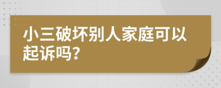 小三破壞別人家庭可以起訴嗎？