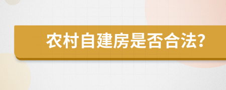 農(nóng)村自建房是否合法？