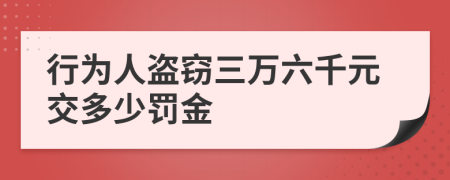 行為人盜竊三萬六千元交多少罰金