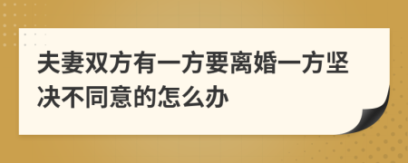 夫妻雙方有一方要離婚一方堅(jiān)決不同意的怎么辦